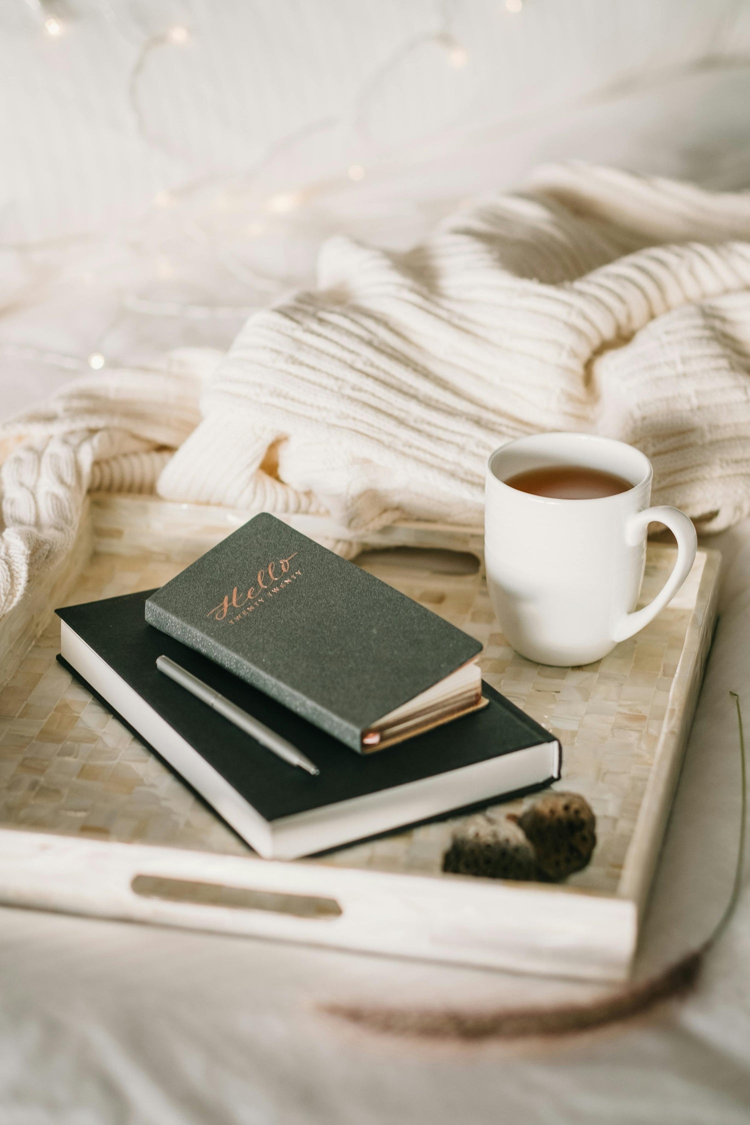 Cozy morning scene with books and coffee