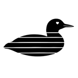 Minimalist loon icon with a calm, serene design representing Care Cottage Crates' connection to nature and tranquility.