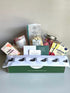 Birthday celebration in a box. Shower steamers, Birthday candle, Birthday book/card, Birthday popcorn, Birthday Party Kit, Craftmix cocktail/mocktail mix. Includes a thoughtful prompt and a curated playlist to encourage a mini birthday celebration.