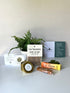 Shower steamer, car freshener, mini candle, relaxing recess drink, and caramels make for the perfect small gift for him. Includes a thoughtful prompt and custom playlist.